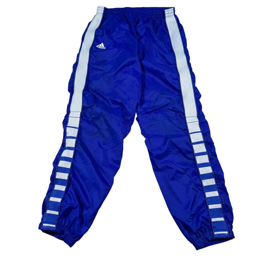 Vintage Y2K Adidas Wind Pants Men's Large Blue Side Stripe Track Pants RN88387